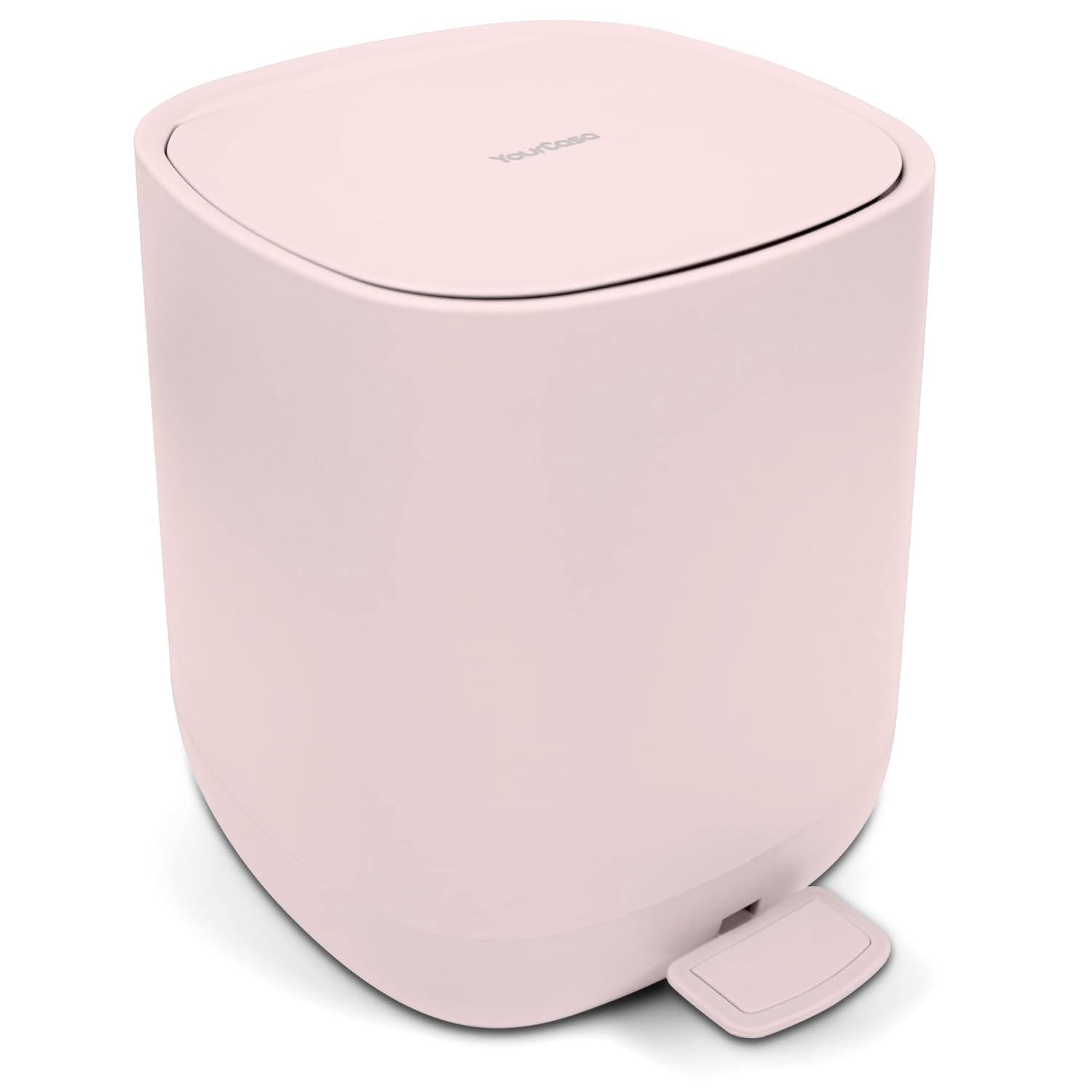 Un cubo de basura de 5 litros pequeño rosa para el baño